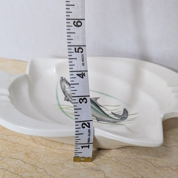 Vintage Ceramic Mid Century White Terrapin Fish Ashtray Trinket Dish - Picture 7 of 10